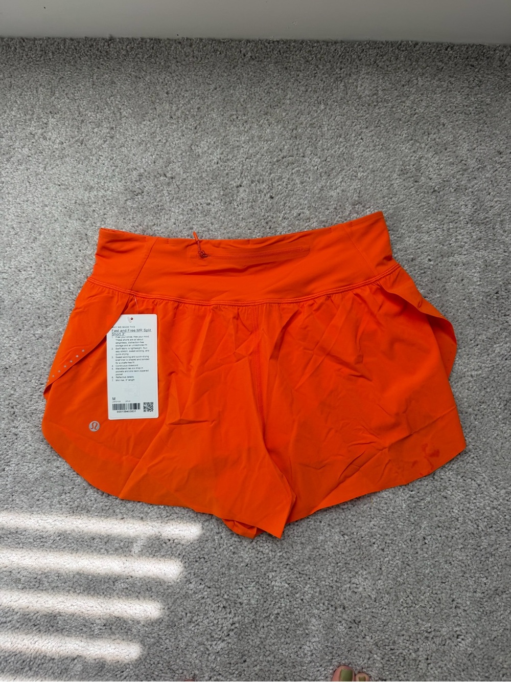 lululemon athletica Bright Orange Athletic Shorts with Built-in Liner